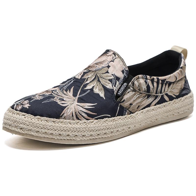 Fashion Men's casual shoes trend Men's low tops feet Breathable umbrella cloth slip-on floral men's shoes Fisherman shoes loafers H641