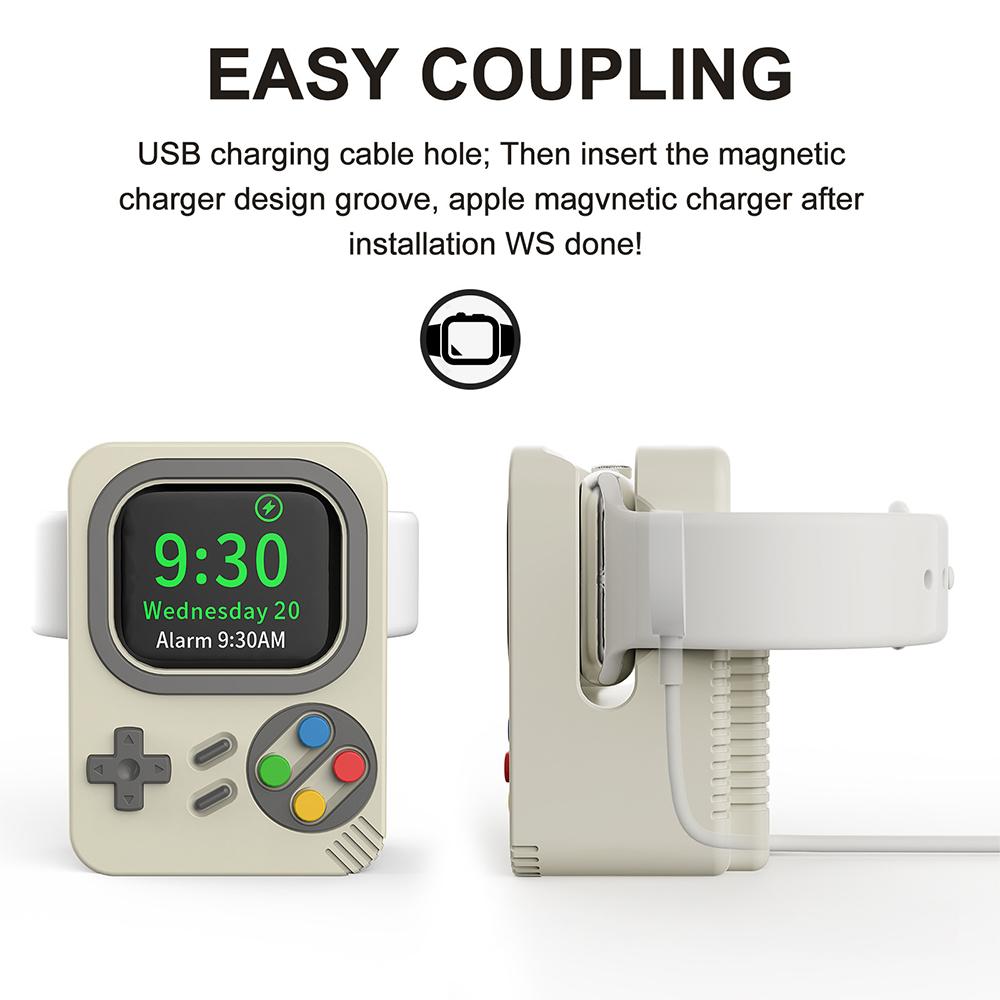 White Charging Stand Compatible With Apple Watch Silicone Charging Holder Dock