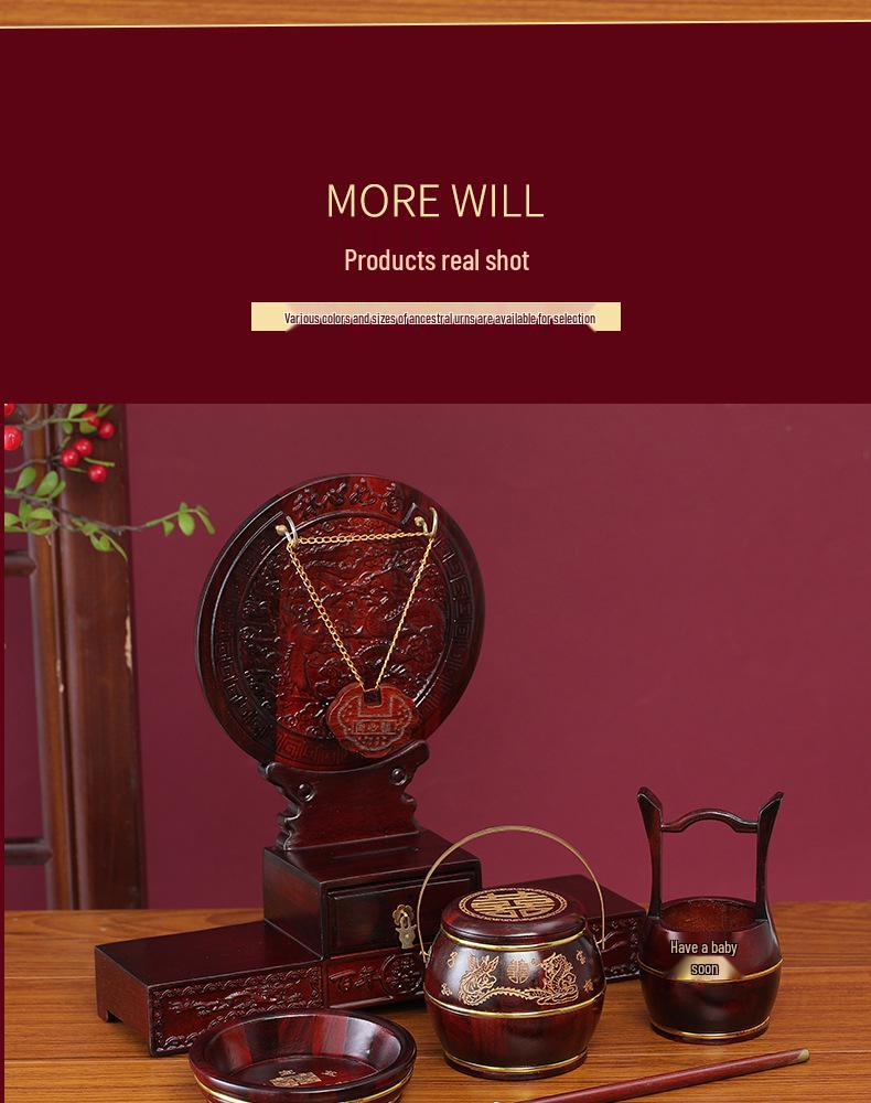 High-Grade Solid Wood Red Sandalwood Wedding Dowry Joy Bucket Ornament