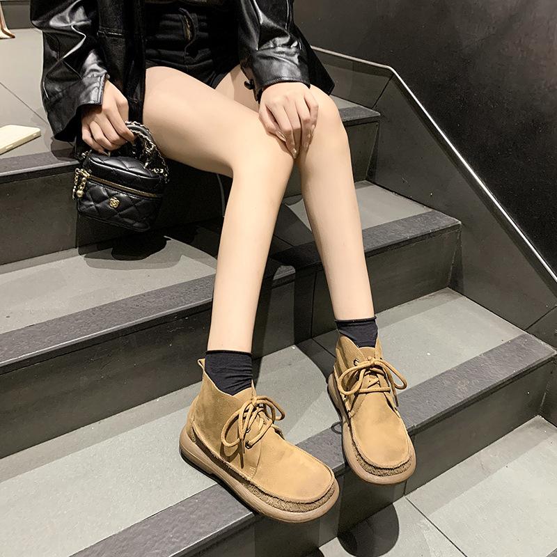 Туфли на плоской подошве женские из натуральной кожи с круглым носком, прошитые, на шнуровке, на толстой подошве, женские туфли на низком каблуке, ручная работа, большой размер