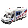 1/32 Alloy Diecast Touring Car Model Toys 3 Doors Opened Sound Light Campervan RV Trailer Vehicles Childrens Toy Gift Collection