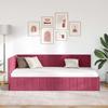L shaped bed frame with headboard burgundy 90 cm x 190 cm velvet