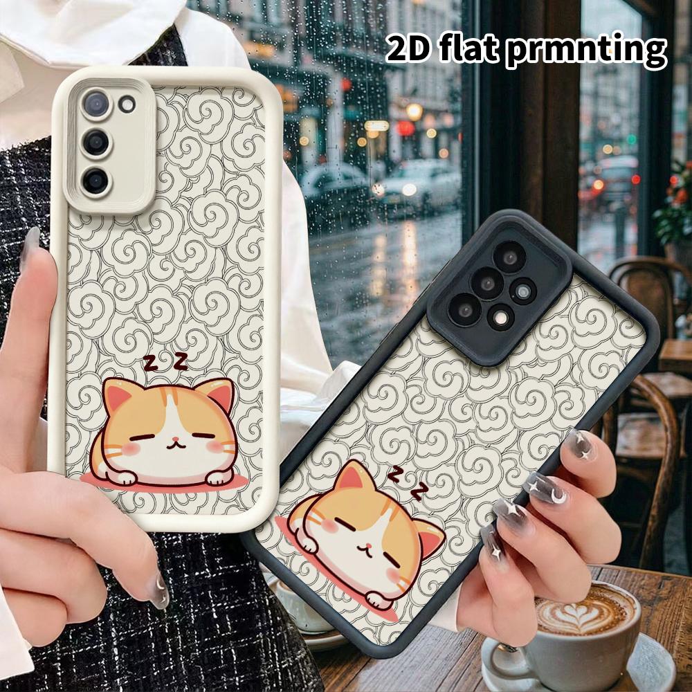 Чехол для телефона: 2D плоский защитный чехол для Samsung Galaxy A34 A35 M05 M06 S20 S22 S21 FE Plus 5G, Спящий оранжевый кот, Рождественские и Хэллоуинские подарки