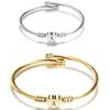 Fashion Initial Letter Stainless Steel Cuff Bracelet For Women 26 Alphabet Heart Charm Bangle Female Birthday Party Jewelry