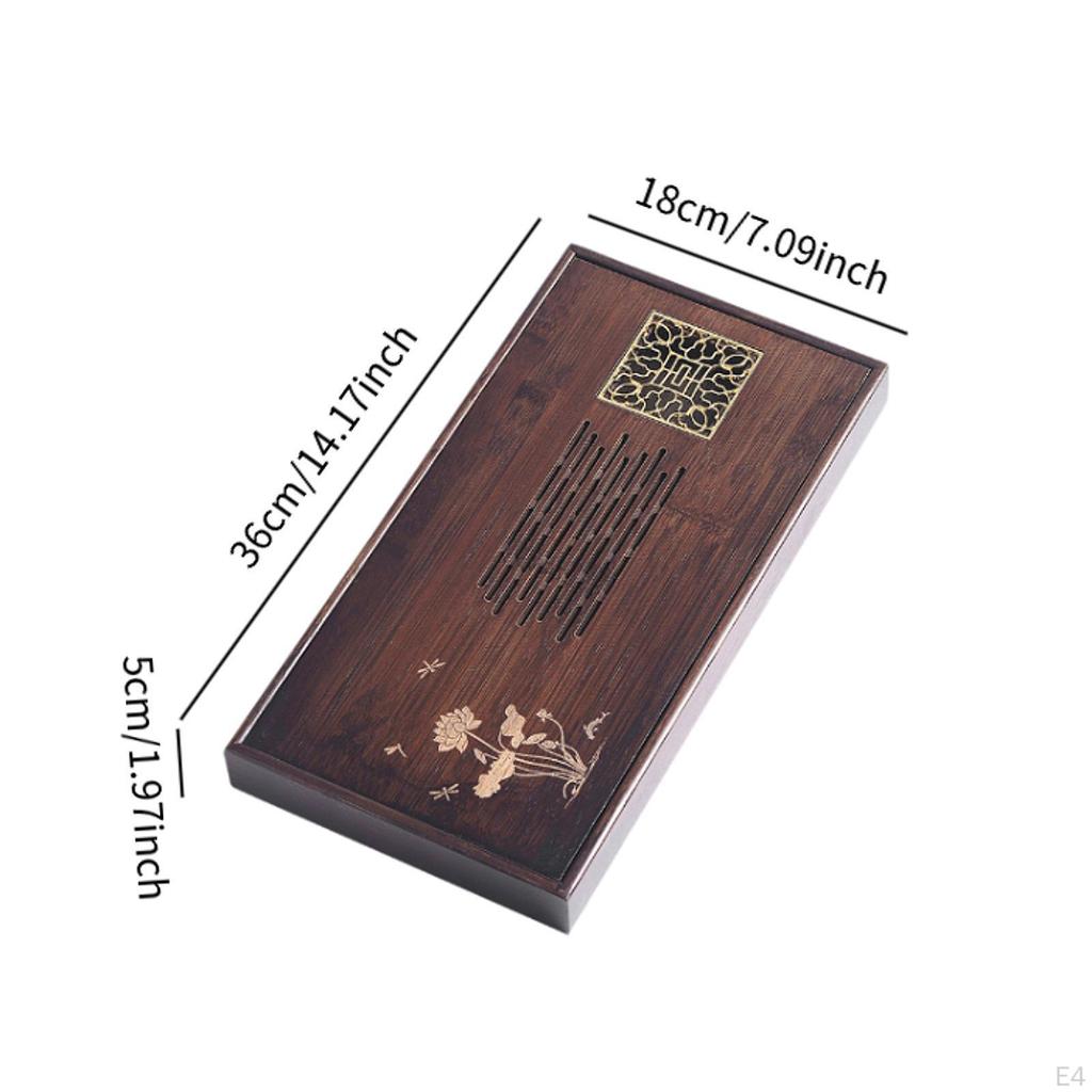 Поднос для чая из бамбука, дренажный набор для воды, аксессуар с ящиком для хранения, сервировка для