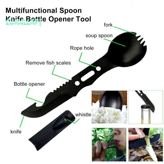 Вилка для кемпинга, антикоррозийная многоразовая ложка, нож из нержавеющей стали, открывалка для бутылок, инструмент для скалолазания