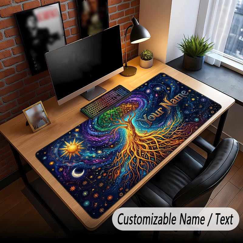 Tree of Life Theme Custom Mouse Pad Personalized With Name Text Customized Desk Mat For Office Home Decor