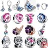 New Butterfly Spring Color Flower Pendant Curled Caterpillar Beads S925 Sterling Silver Fit Charms Bracelet DIY Jewelry