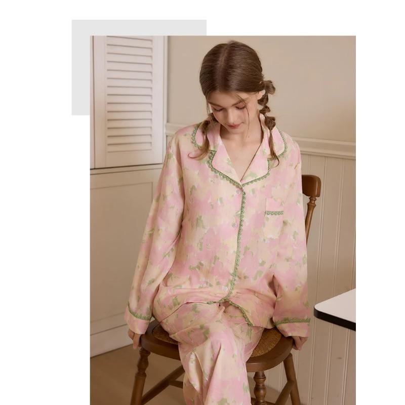 New Printed Sleepwear Women's Home Clothes Fashionable and Comfortable Pajamas for All Seasons of Suit