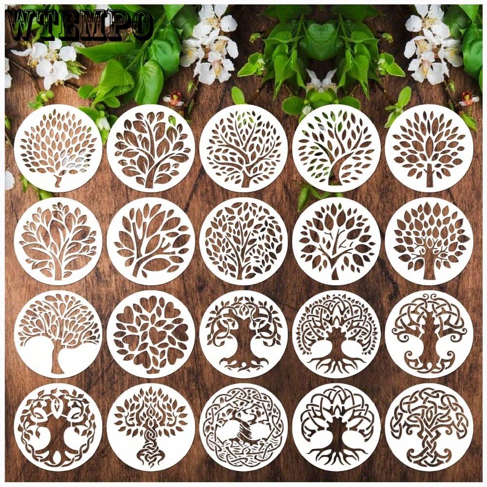 36 шт. многоразовых трафаретов для рисования деревьев, круглый трафарет «Дерево жизни» для деревянных стен, холста, пола, скрапбукинга, ткани, домашнего декора, художественных принадлежностей