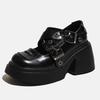 Women Punk Shoes Platform Shoes Buckle Design Loafers Leather Mary Janes Personalized Dark Retro Chunky Girl Dress Y2K Shoes 40