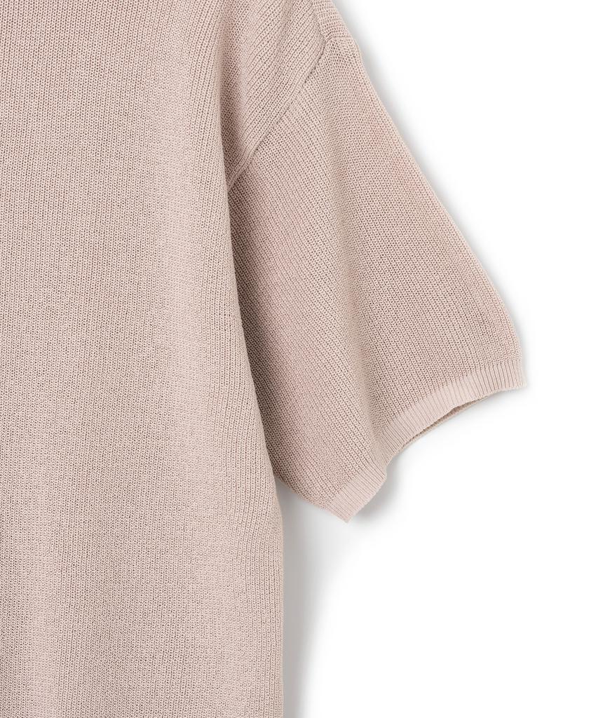 KNITTED Coolever Round Short Sleeve Knit Tee Pink