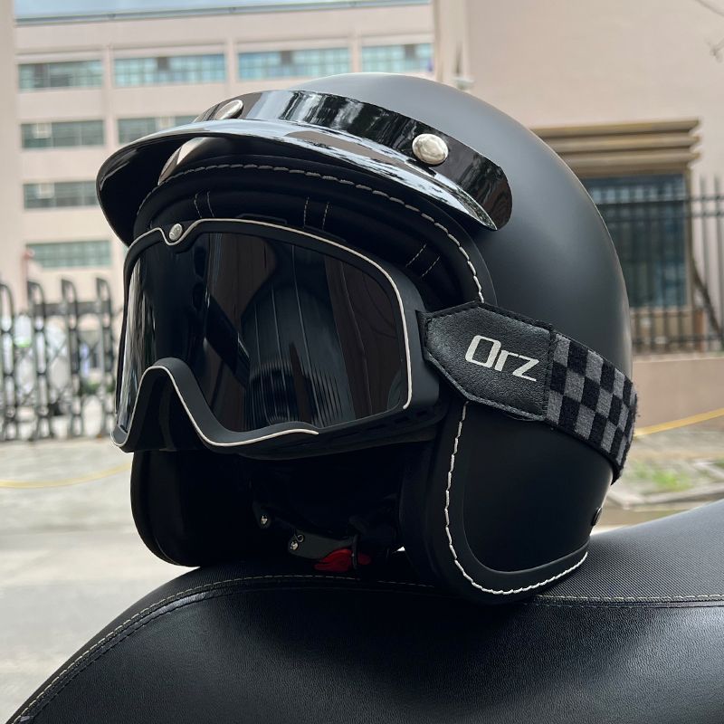 Retro Motorcycle Helmet Men's and Women's Electric Vehicle Scooter 3/4 Half Helmet