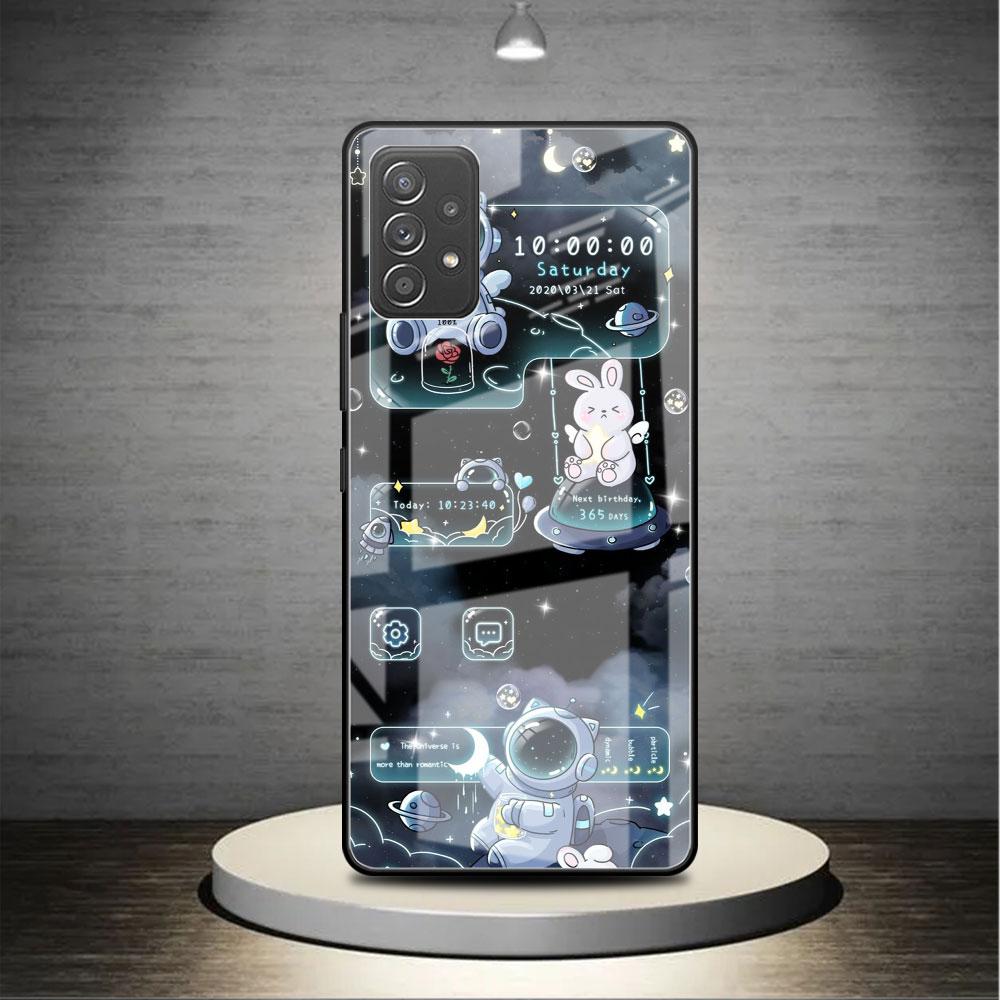 Стеклянный чехол для Samsung Galaxy A52 A71 A50 A51 A70 A21s A31 A72 A10 A12 A30 A22 5G, чехол для телефона с рисунком астронавта