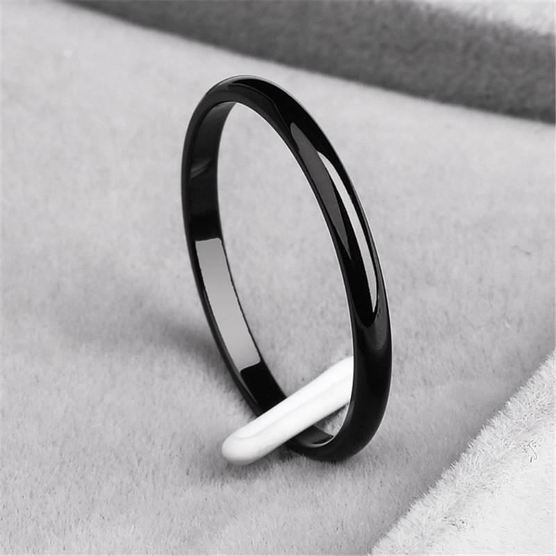 Titanium Steel Smooth Wedding Engagement Bands Rose Gold Color Couple Rings Jewelry