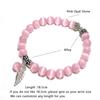 Genuine Cat Eyes Stone Bracelet For Women Natural Moonstone Braslet Leaf Pendant Braclet Pink Opal Brazalete Girlfriend Gift