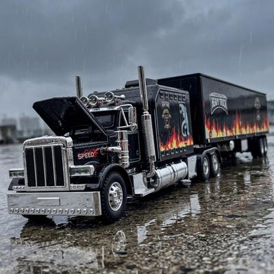 1:24 Peterbilt 389 Седельный Тягач Полуприцеп Сплав Металл Литая Модель Машинки Звук и Свет Инерционный Детская Игрушка Коллекционная