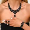 European-American Retro Jewelry Set: Exaggerated Alloy Rhinestone Earrings, Necklace & Bracelet