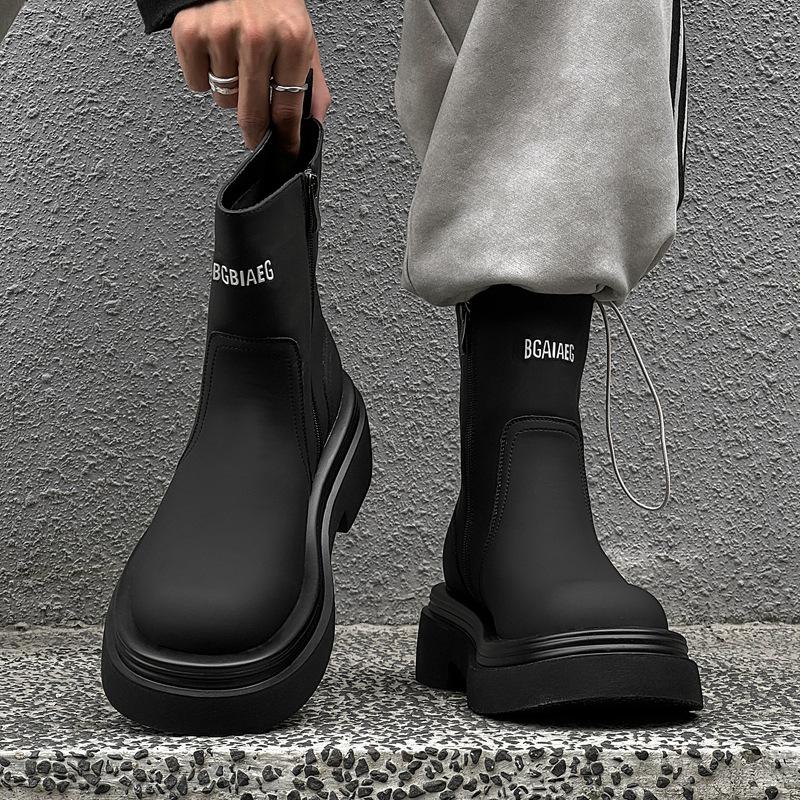 Ботинки челси мужские 2024 года новые осенне-зимние бархатные туфли Martin в британском стиле на платформе короткие ботинки 5041-K