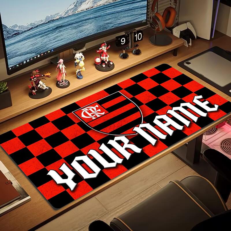 Custom Name Clube De Regatas Flamengo Mouse Pad Large Gaming Table Cushion Nonslip Laptop Tablet Big Mousepad Xxl Mat Mini Pc Playmat With Lock Edge