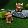 3D-печатная мини-фигурка шотландской коровы, настольный микро-ландшафт, автомобильный, бонсай-декор, домашний офис, настольное животное-украшение, подарок