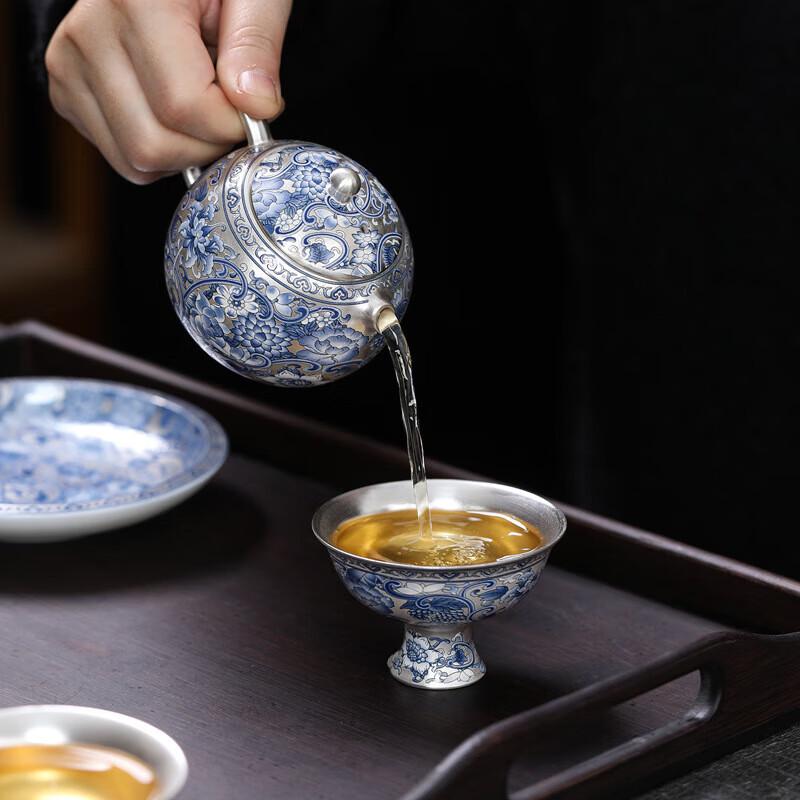 Chaxun Blue & White Ceramic Portable 3-Piece Tea Cup Set