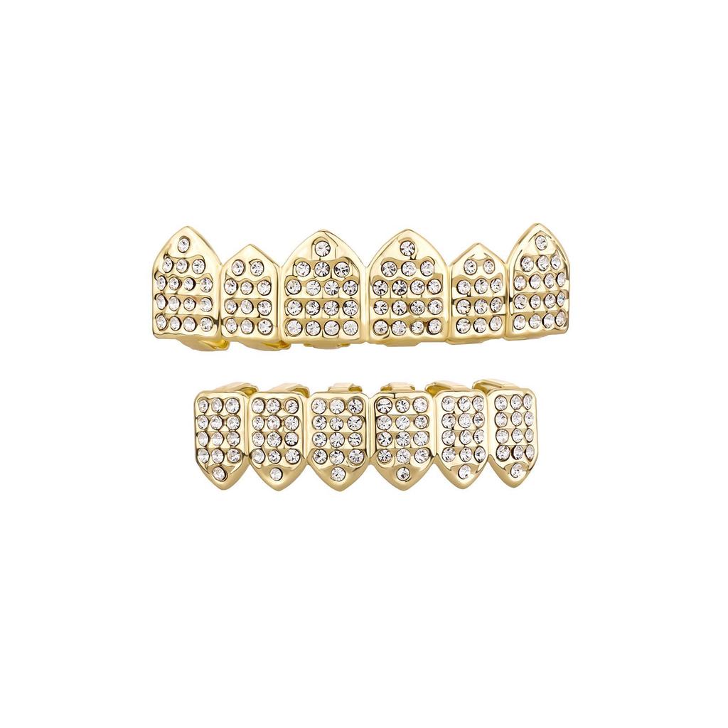 TEMU Gold-Plated Diamond-Studded Grillz Hip-Hop Tooth Jewelry
