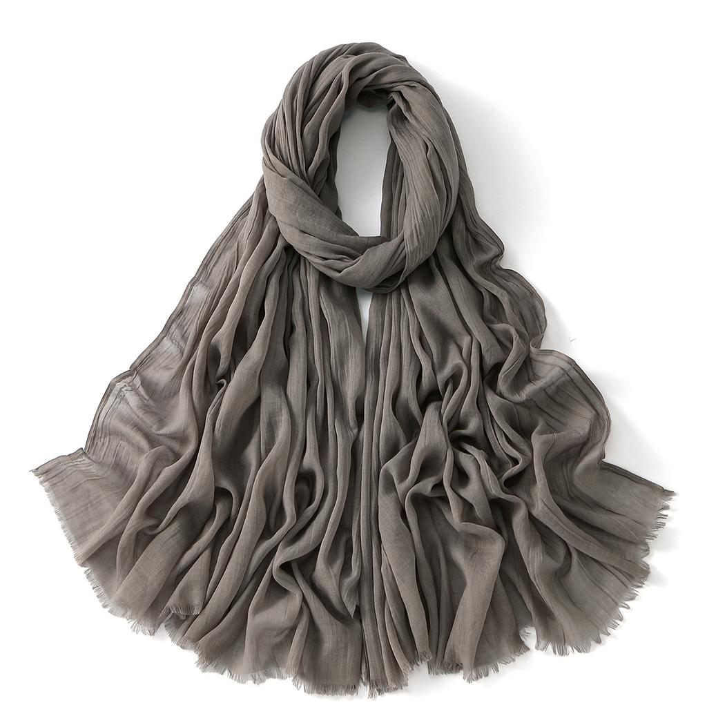 Muslim Cotton Rayon Hijab Solid Color Plain Scarf Women Soft Cotton Viscose Thin Voile Shawl Remove Edge Headscarf Turban