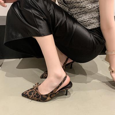 2025 лето новая мода повседневная сумка голова сандалии тонкий каблук мелкий вырез острый носок пустые сандалии женские