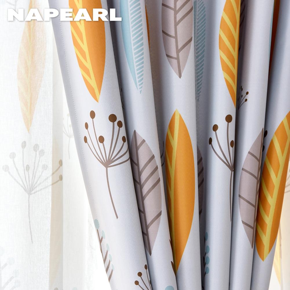 1 шт. NAPEARL 70-80% затемняющие минималистичные современные скандинавские занавески с принтом из полиэстера и растений, прозрачные шторы для гостиной, спальни, домашнего декора