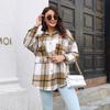 GMXIA Женские модные повседневные блузки и рубашки-поло с длинным рукавом и клетчатым принтом