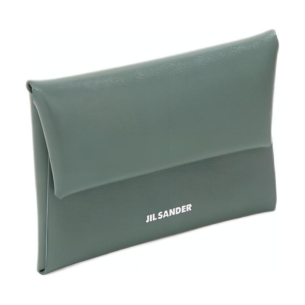Jil Sander Aluminum Foil Embossed Snap Closure Small Cowhide Wallet Women wallet Dark-Green J07UI0013P5355306