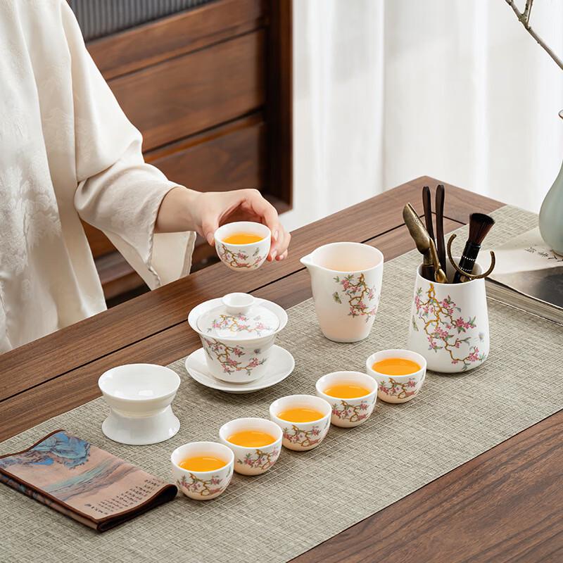 Zhuochuang Jingpin High-Grade White Porcelain Tea Set - Splendid Rivers & Mountains