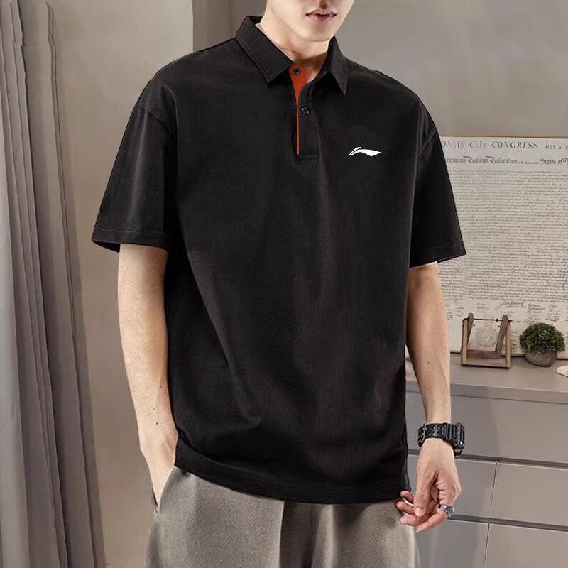 Li-Ning Простая Однотонная Футболка Поло с Короткой Рукавом для Фитнеса и Тренировок, Быстросохнущая, Дышащая, Удобная, Универсальная, Повседневный Спортивный Костюм YPLT027-1+AKLVB11-1