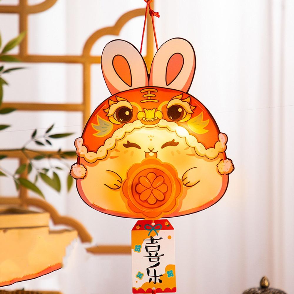 Cartoon Mid-Autumn Rabbit Lantern Handmade LED Lantern Toys Handheld Rabbit Lantern  School Project