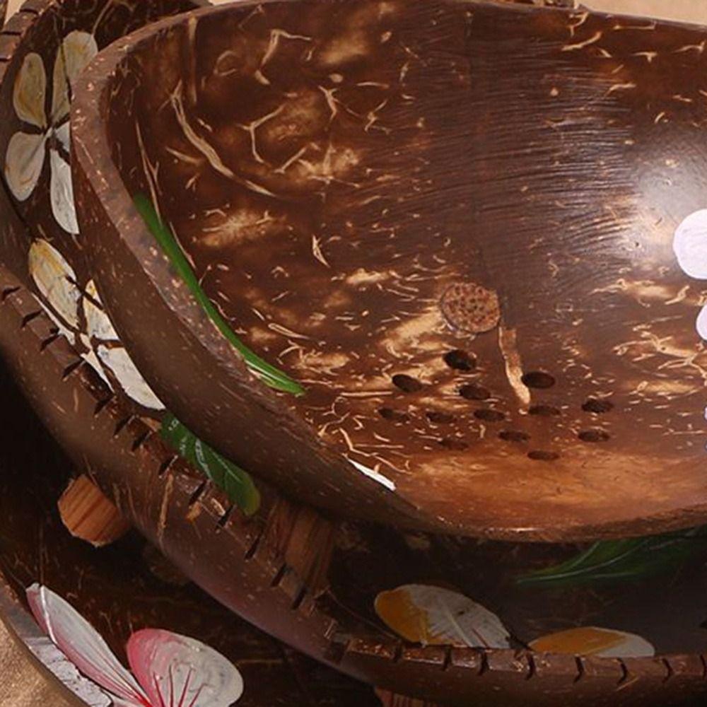 Creative Country Style Coconut Shell Bowl DIY with Hole Coconut Tray Storage Candy Dessert Bowl Ornaments