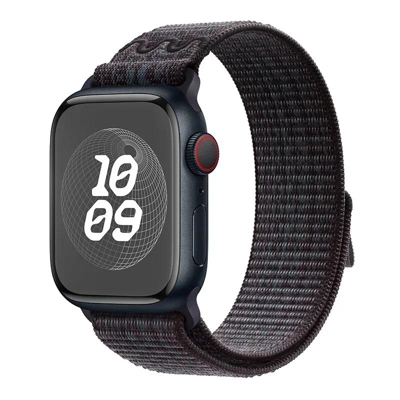 Нейлоновый спортивный ремешок-петля для Apple Watch Band Ultra 2 49мм 46мм 45мм 44мм 41мм 42мм 40мм Браслет iWatch 10 9 8 7 6 5 SE Ремешок для часов