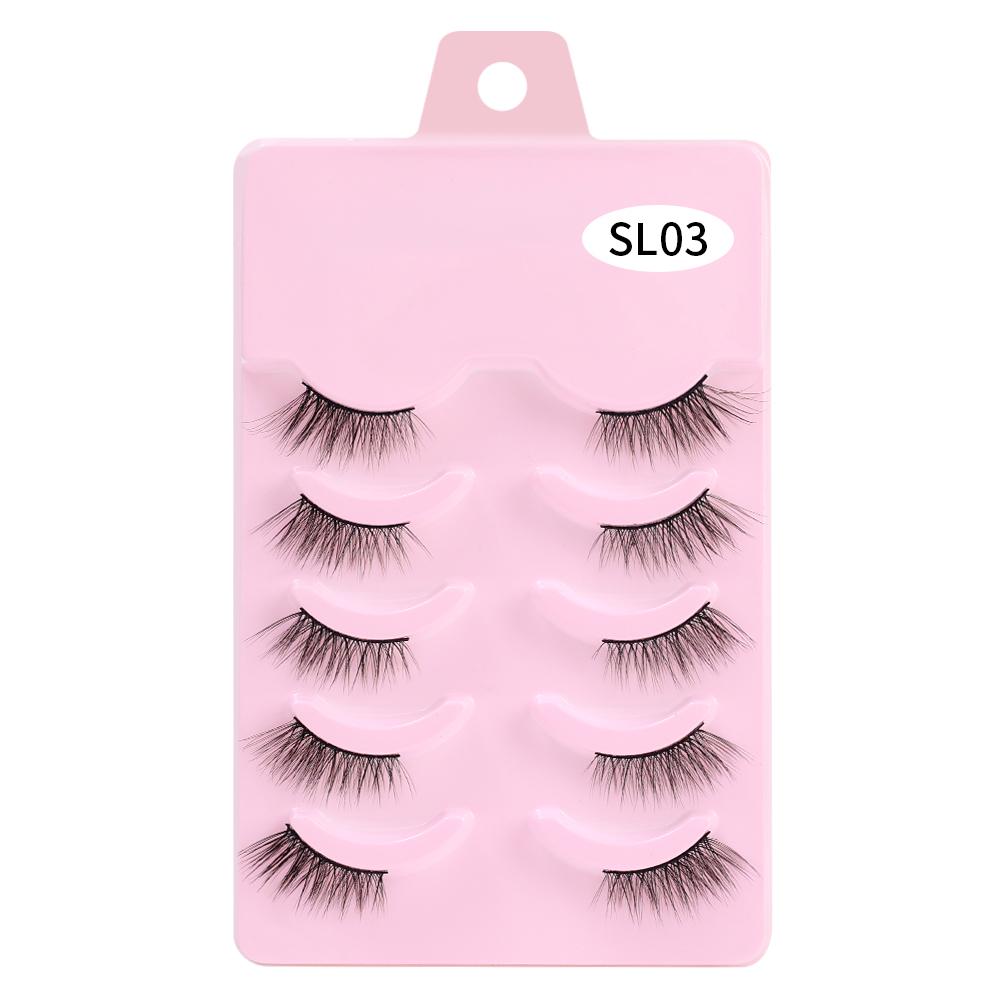 Половинные ресницы, 5 пар натуральных пушистых накладных ресниц, манга, 3D искусственные норковые ресницы, мягкие крылатые ресницы, инструмент для наращивания ресниц