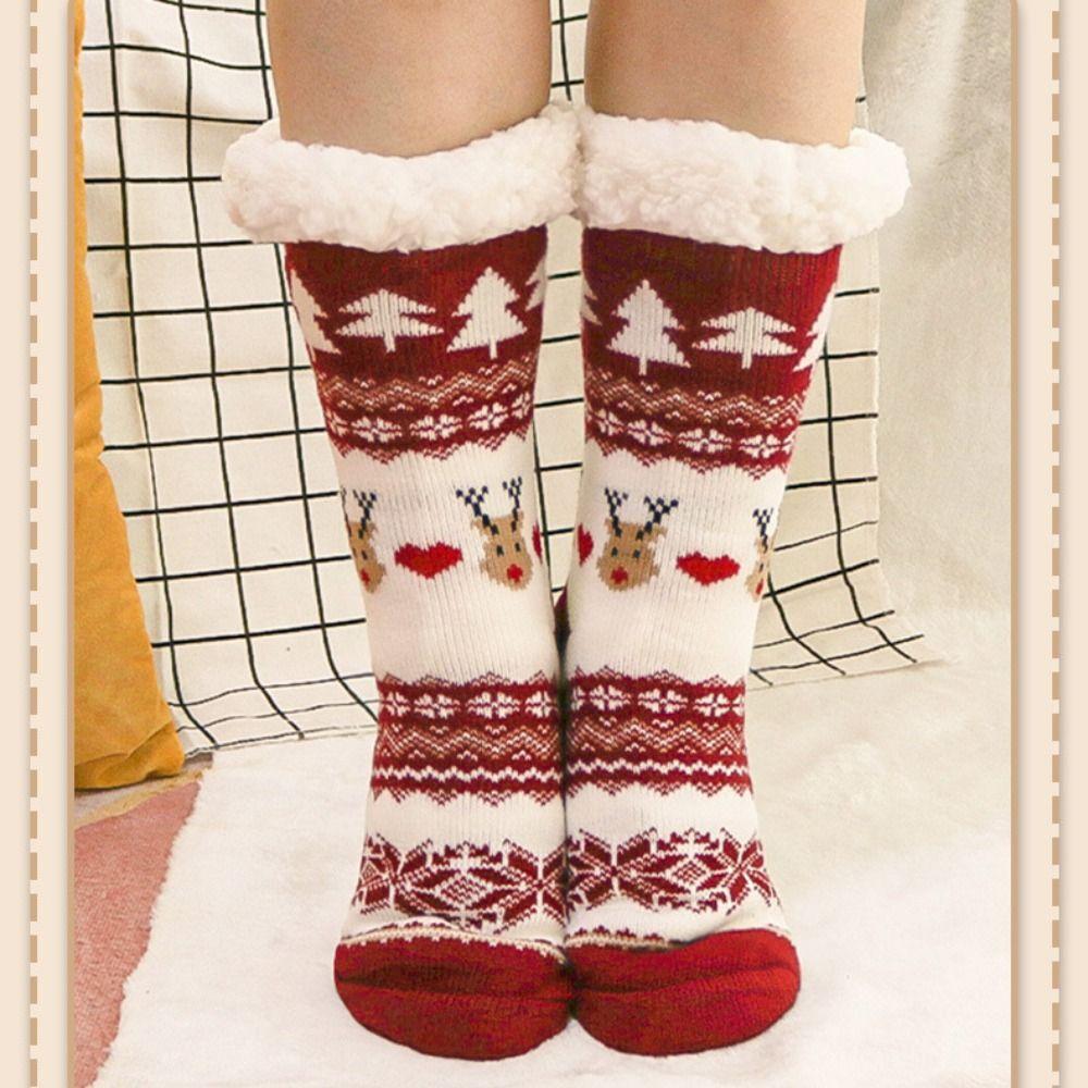 Нескользящие Рождественские Напольные Носки Зимние Ковровые Носки Новые Носки-Тапочки Женские