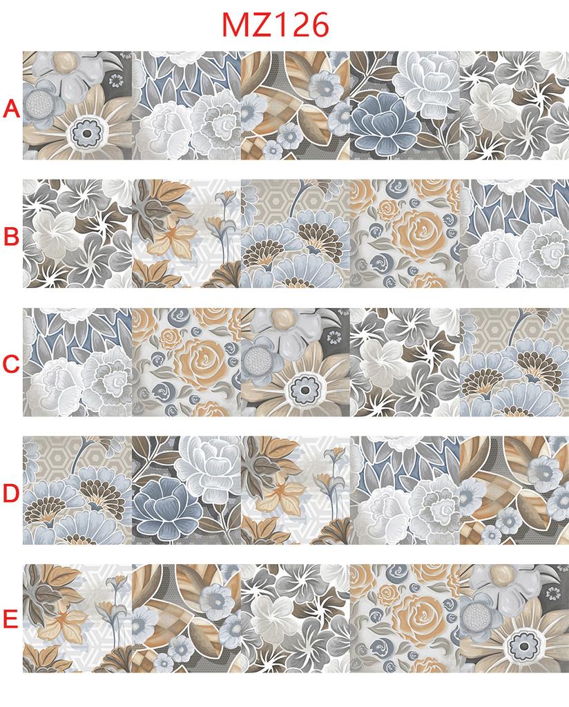 Flowers Pattern Strip Tiles Floor Wall Sticker Kitchen Bathroom Furniture Renovation Home Decor Wallpaper Peel & Stick Art Mural