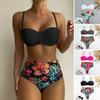 2 шт./комплект женский комплект бикини с цветочным принтом глубокий вырез спагетти бретельки с подкладкой