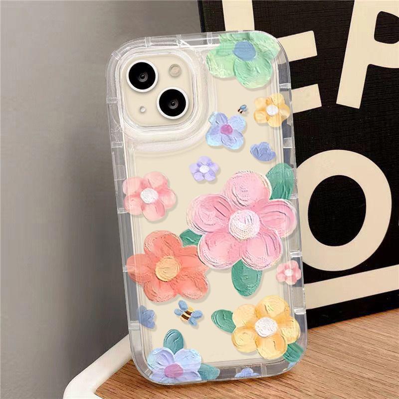 Силиконовый прозрачный чехол для телефона для iPhone 11 16 13 15 Pro Max 14 12 XS X XR 7 8 Plus SE 16promax Противоударный чехол с цветочным рисунком