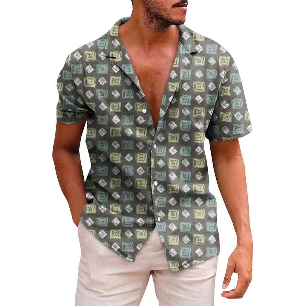 Мужские гавайские рубашки с короткими рукавами и пуговицами с принтом. Мужские повседневные модные рубашки с короткими рукавами.