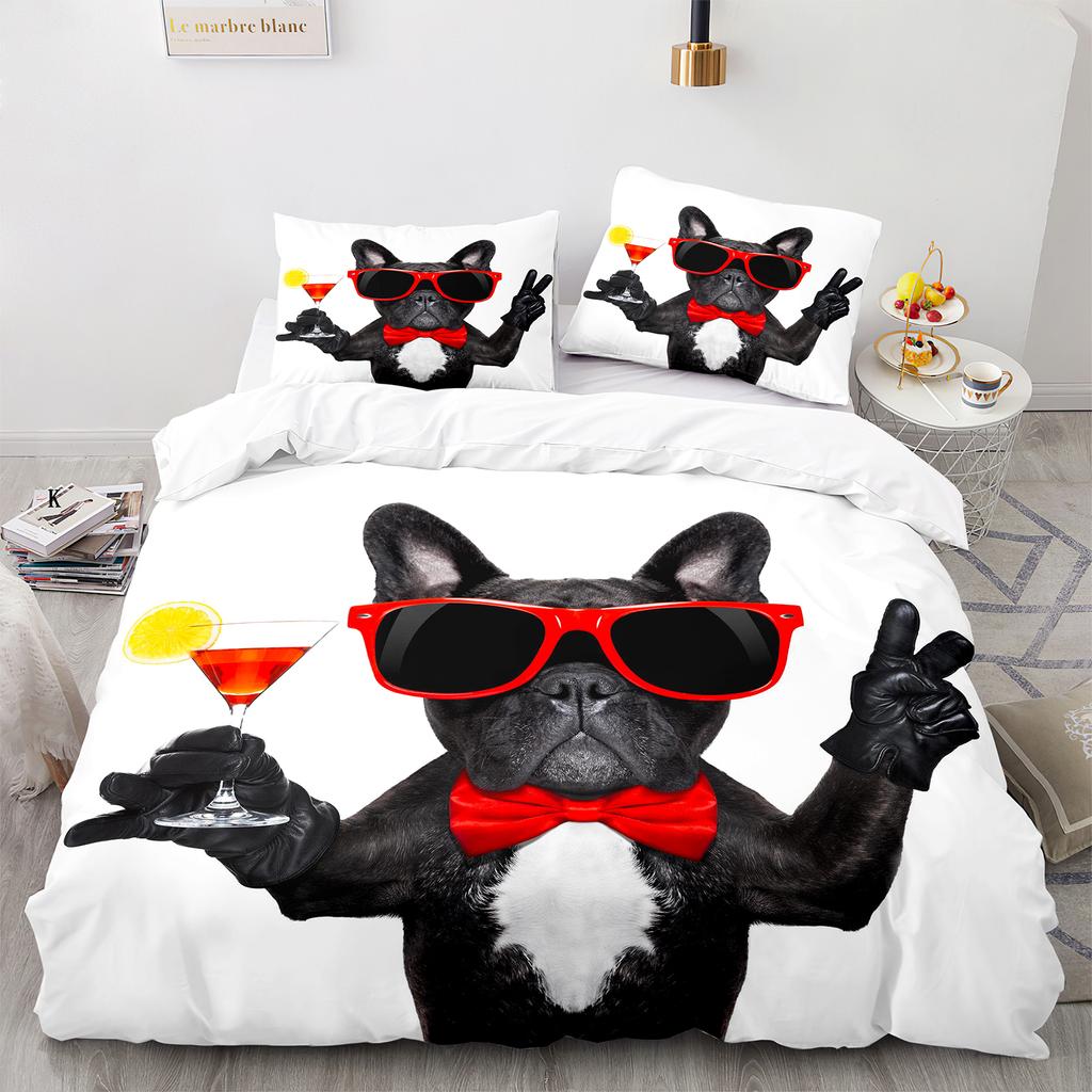 Pug Dog Duvet Cover King Queen Size Funny Pet Puppy Bedding Set For Kids Teens Adults Animal Cute Expression 2/3pcs Quilt Cover