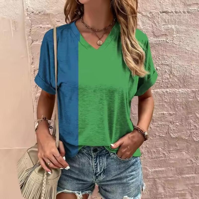 Women's T-Shirt Summer V-Neck T Shirt Women Daily Fashion Short Sleeve Casual T-Shirt 3d Print Female Clothes