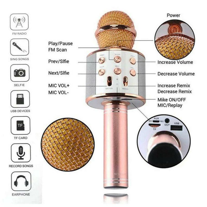 Ws858 Mobile  Phone  Microphone Wireless Bluetooth-compatible Microphone Speaker 800mah Ktv Player