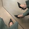 Tacones de mujer, Zapatos de tacón alto con perlas para mujer, sandalias sexys con punta puntiaguda, a la moda, para banquete,