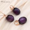 Stylish Egg Shape Oval Resin Colorful Beads Drop Earrings Jewelry Sets For Women Wedding Party Elegant Fashion Rose Gold Color Necklace