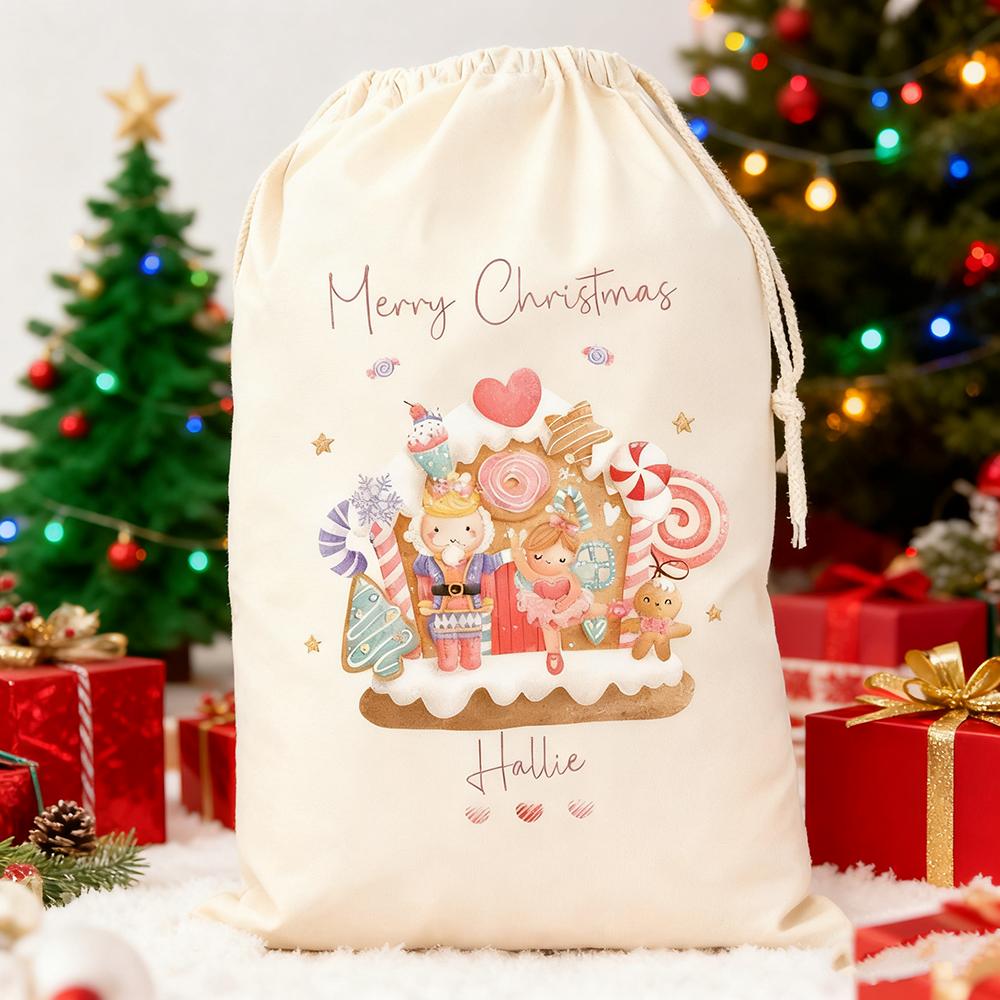 Personalised Christmas Sack Gift Bag Santa Sack Christmas Eve Decoration Item Kids Girl Nutcracker Drawstring Bag New Year Gift