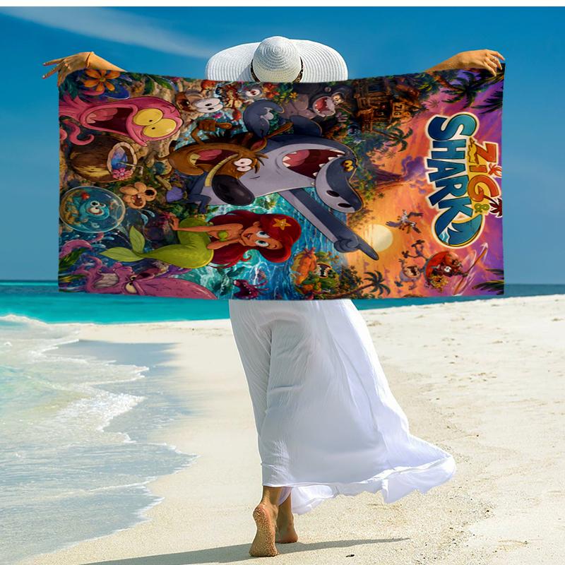 Ultra-Soft Beach Towel with Zig & sharko Theme,Ideal for Pool - Camping, Diving - Perfect Travel Essential, Vibrant Beach Towel.